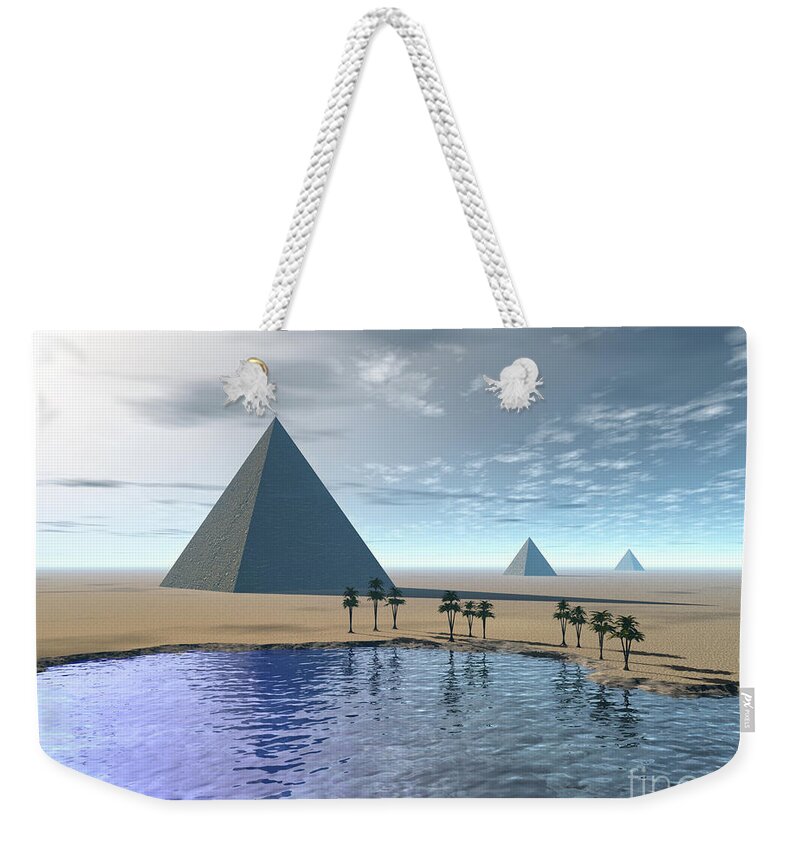 Egypt Weekender Tote Bag featuring the digital art Morning Oasis by Phil Perkins