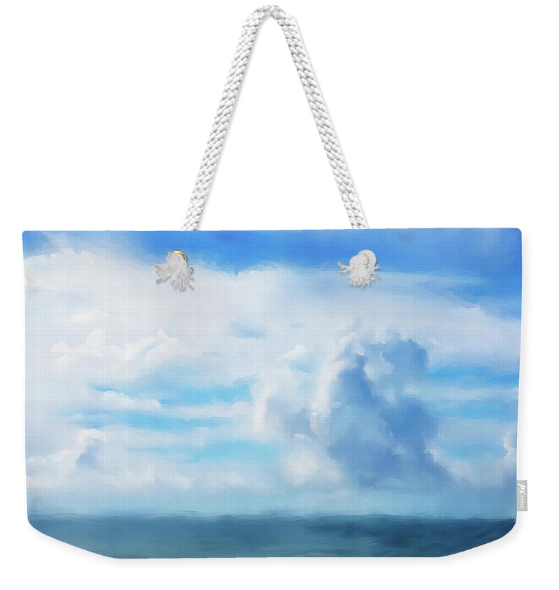 Seascape Weekender Tote Bag featuring the digital art Morning on the OBX by Shawn Conn