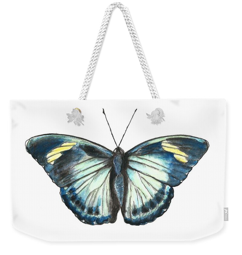 Butterfly Weekender Tote Bag featuring the painting Morpho Butterfly by Pamela Schwartz