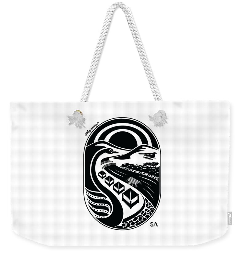 Black And White Weekender Tote Bag featuring the digital art Moruya by Silvio Ary Cavalcante