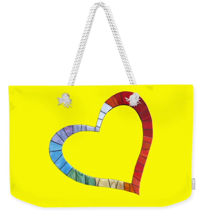Heart Weekender Tote Bag featuring the glass art Mosaic Heart In Rainbow Colors by Adriana Zoon