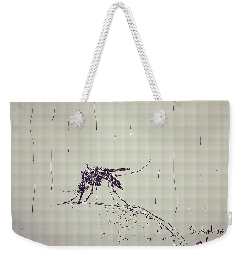 Mosquito Weekender Tote Bag featuring the drawing Mosquito by Sukalya Chearanantana