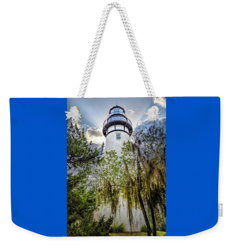 Lighthouse Weekender Tote Bag featuring the photograph Mossy Trees at the Amelia Island Lighthouse by Debra and Dave Vanderlaan