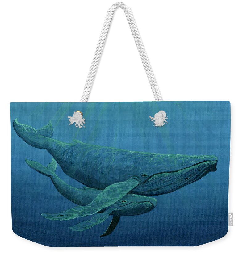 Animal Weekender Tote Bag featuring the painting Mother and Baby Humpback by Darice Machel McGuire