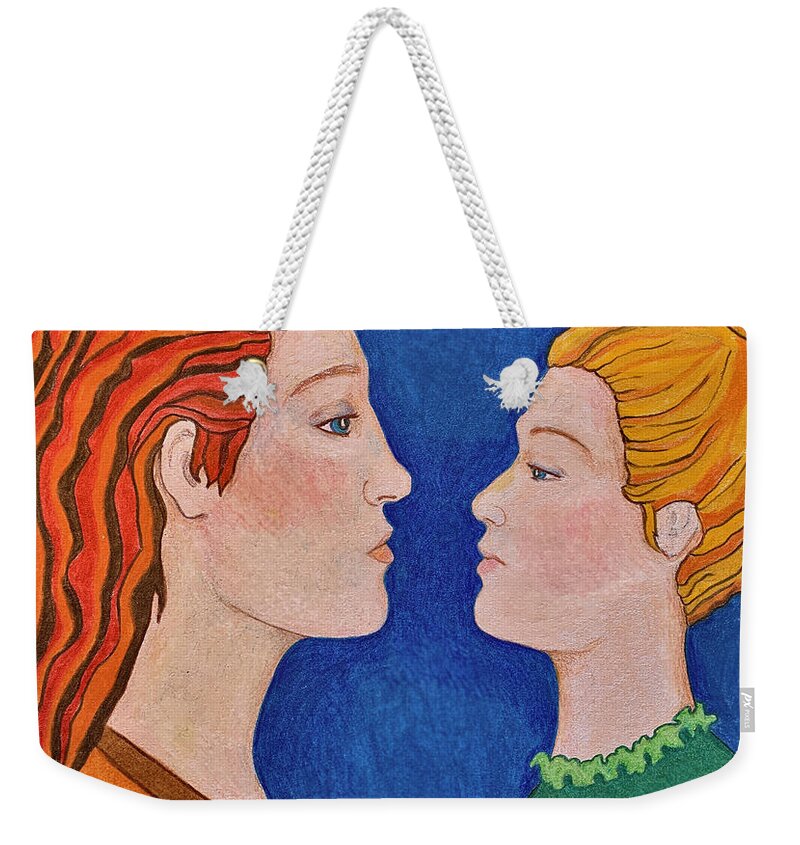 Mothers Weekender Tote Bag featuring the mixed media Mother and Daughter by Lorena Cassady
