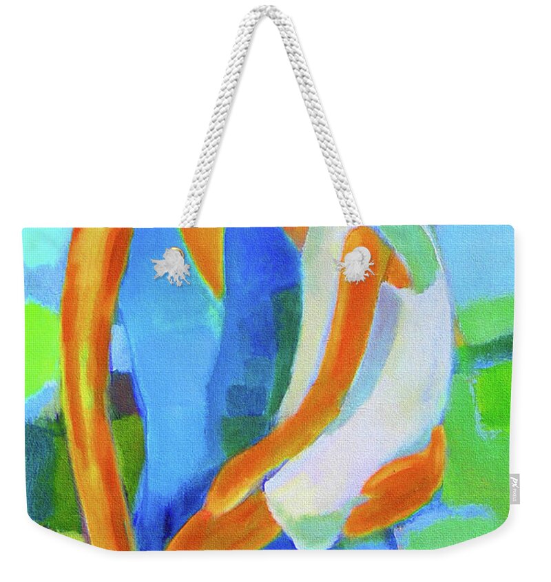 Mother And Daughter Wall Art Weekender Tote Bag featuring the painting Mother Holding Her Daughter by Habib Ayat
