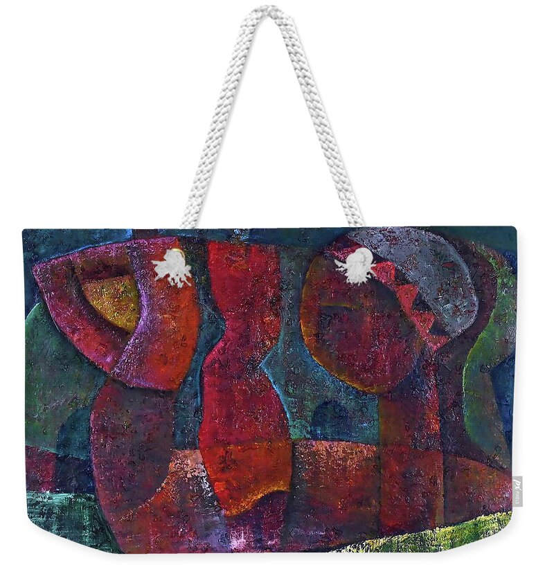 African Art Weekender Tote Bag featuring the painting Mother Looks On by Martin Tose 1959-2004