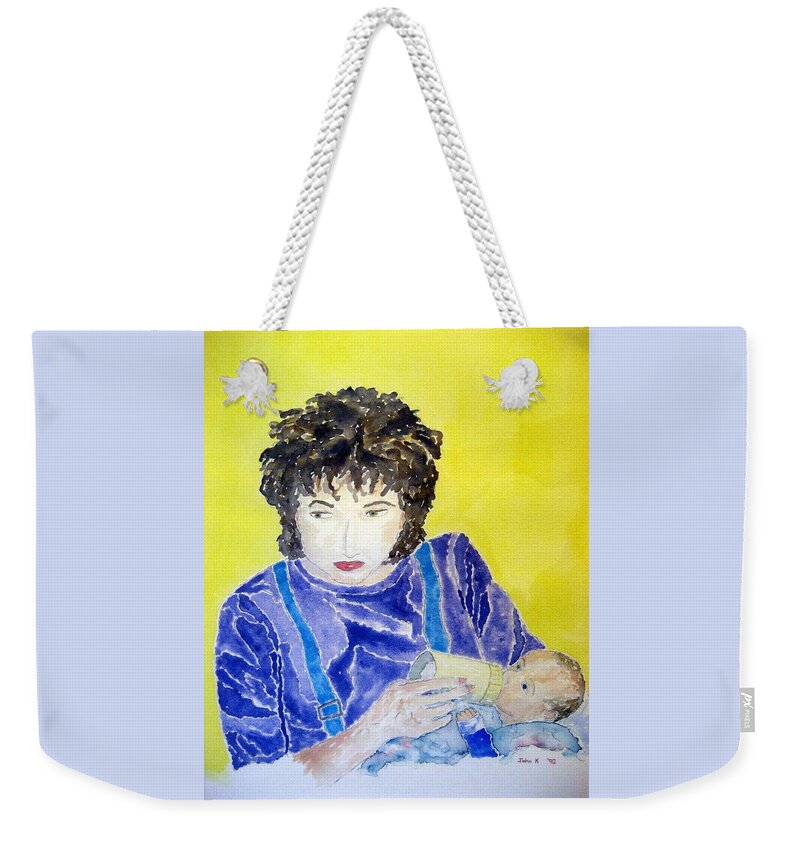 Watercolor Weekender Tote Bag featuring the painting Mother of Lore by John Klobucher