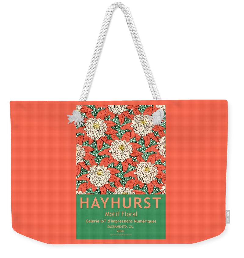 Posters Weekender Tote Bag featuring the digital art Motif Floral by Steve Hayhurst