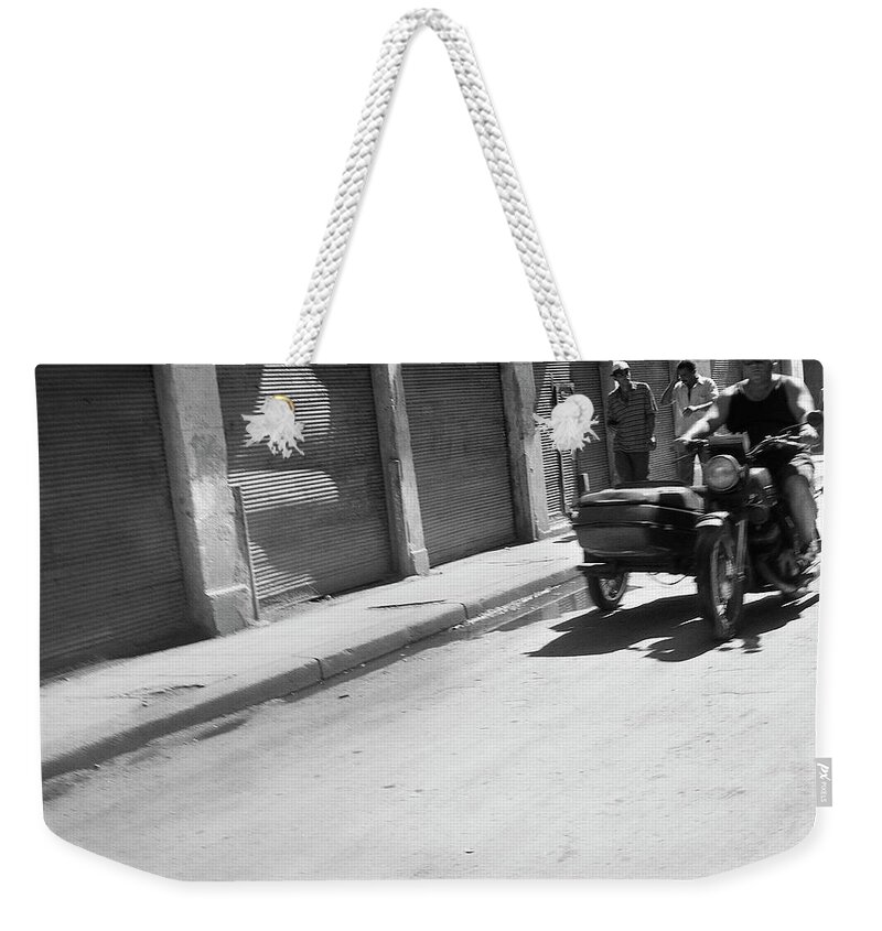 Cuba Weekender Tote Bag featuring the photograph Motorcycle with sidecar in Havana - 2 by RicardMN Photography