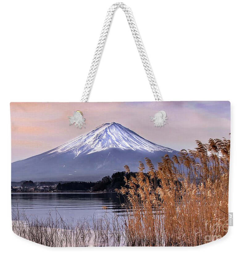 Mount Fuji Weekender Tote Bag featuring the photograph Mount Fuji at Dusk by Makiko Ishihara