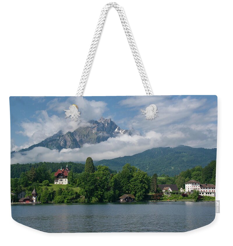 Mount Pilatus Weekender Tote Bag featuring the photograph Mount Pilatus with Low Clouds by Matthew DeGrushe