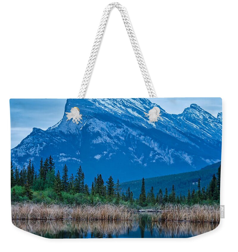 Alberta Weekender Tote Bag featuring the photograph Mount Rundle, Banff, Alberta by Rick Deacon