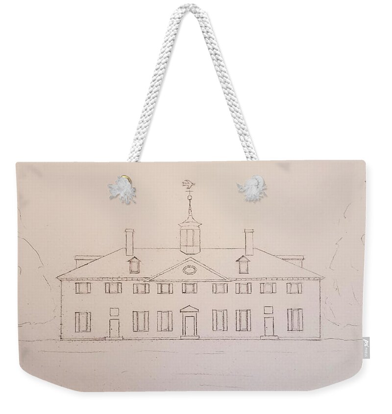 Sketch Weekender Tote Bag featuring the drawing Mount Vernon by John Klobucher