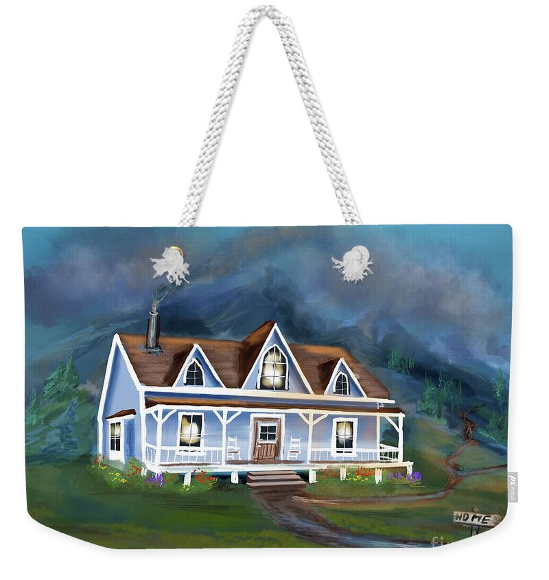 Cabin Weekender Tote Bag featuring the digital art Mountain Home by Doug Gist