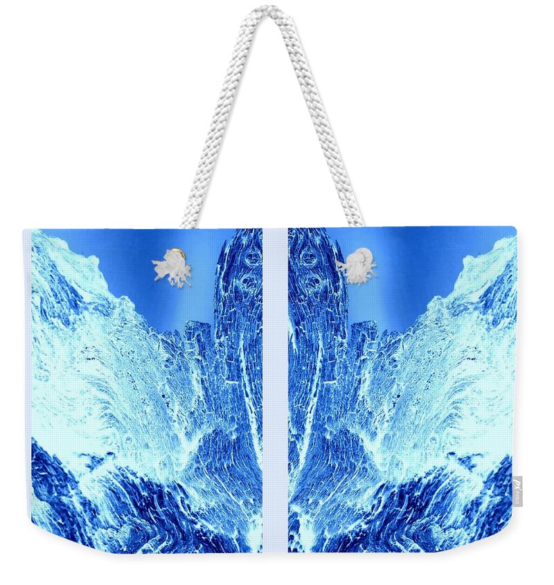 Mountain Ice Weekender Tote Bag featuring the digital art Mountain Ice Collage by Loraine Yaffe