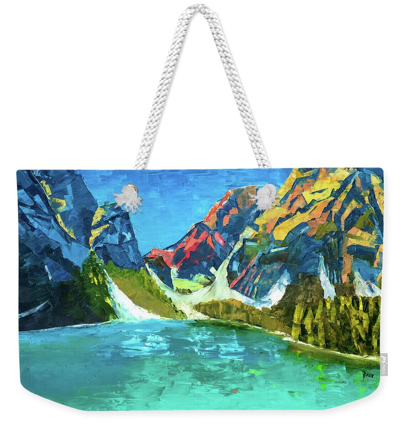 Mountain Weekender Tote Bag featuring the painting Mountain Lake by Mark Ross