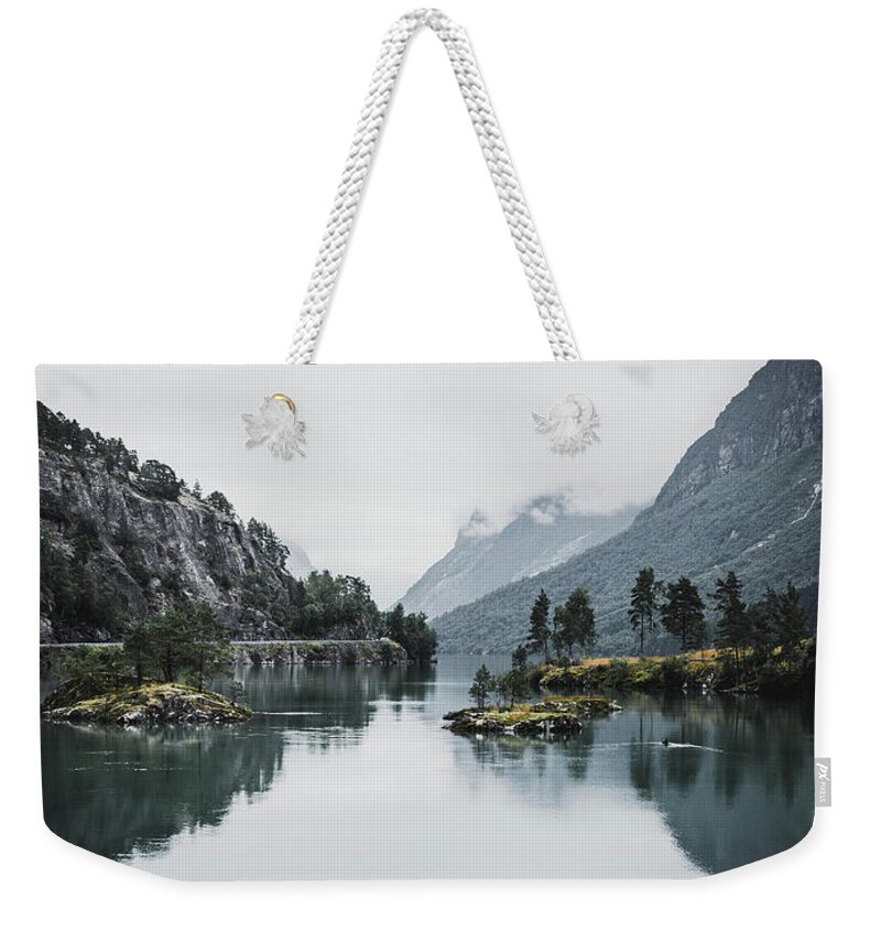Lake Weekender Tote Bag featuring the photograph Mountain Lake Morning by Nicklas Gustafsson