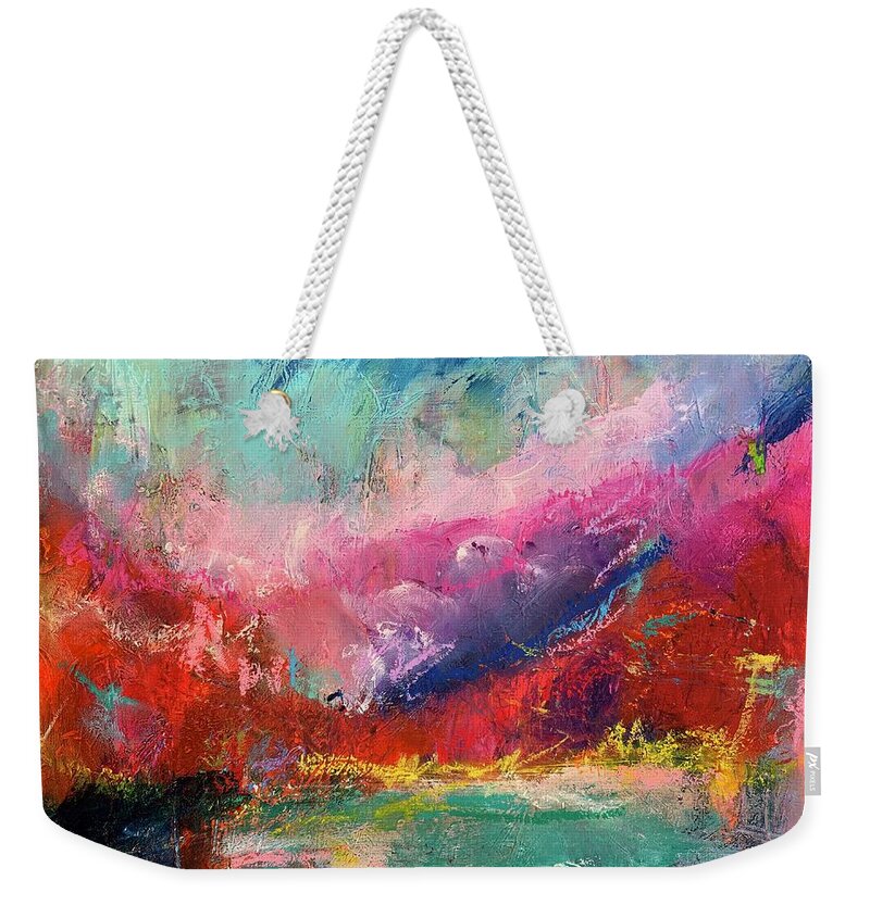 Abstract Weekender Tote Bag featuring the painting Mountain Music by Bonny Butler