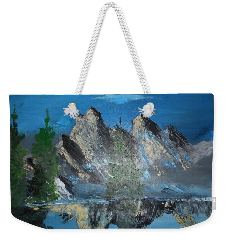 Mountains Weekender Tote Bag featuring the painting Mountain Reflection Painting # 364 by Donald Northup