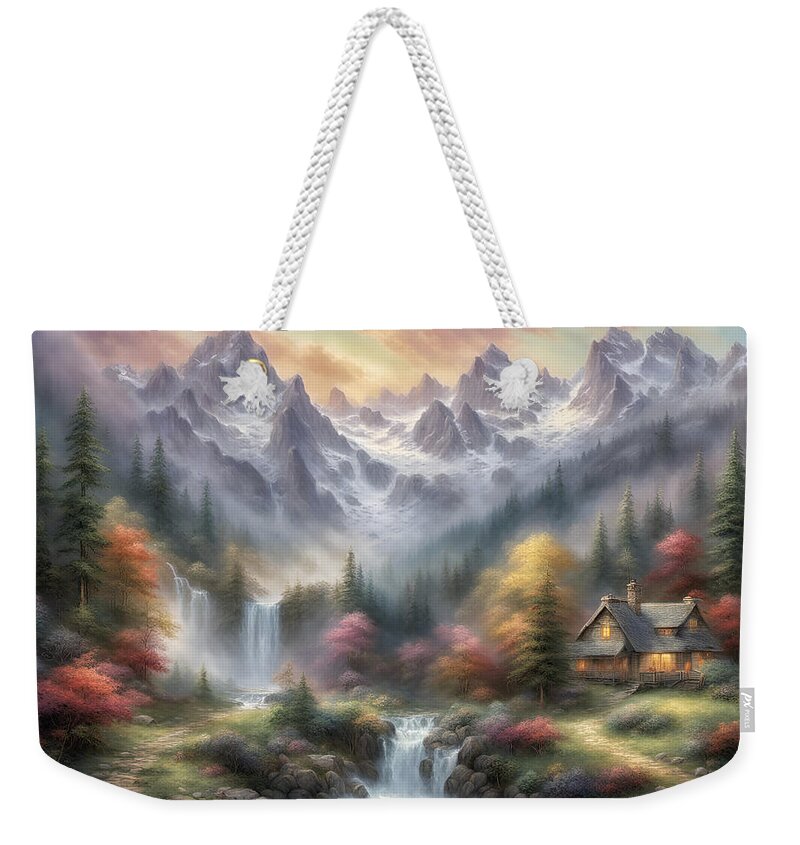 Mountain Landscape Weekender Tote Bag featuring the photograph Mountain Retreat by Cate Franklyn