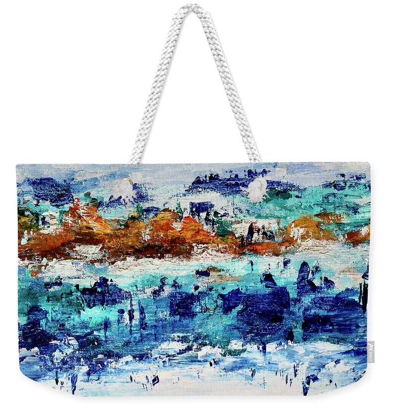 Mountains Weekender Tote Bag featuring the painting Mountain Retreat by Teresa Moerer