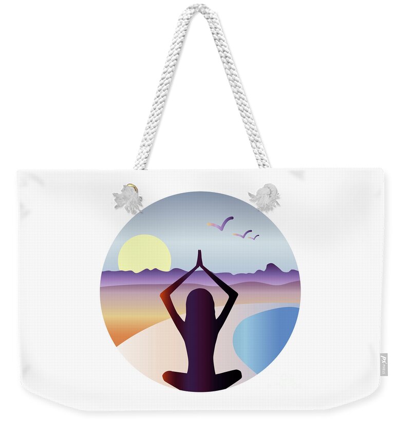 Beach Weekender Tote Bag featuring the digital art Mountain to Beach Zen by Shelley Myers