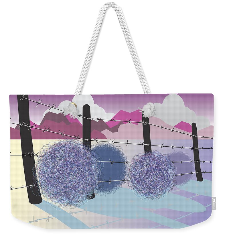 Landscape Weekender Tote Bag featuring the digital art Mountain Vista by Ted Clifton