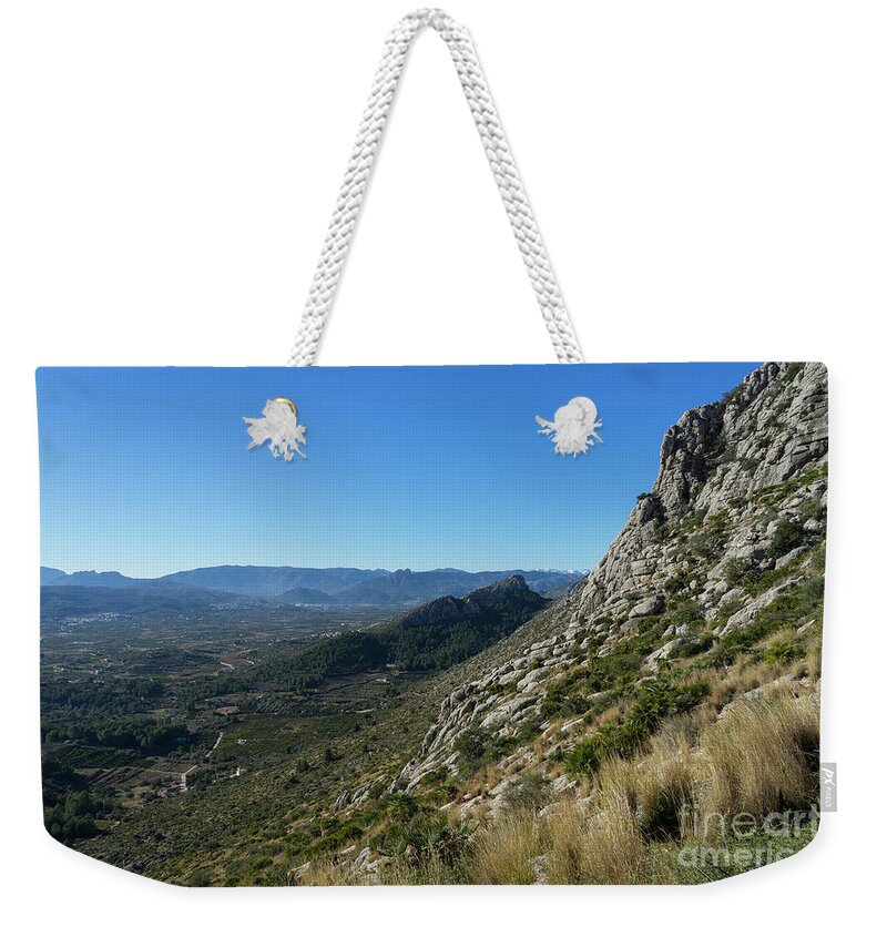 Mountains Weekender Tote Bag featuring the photograph Mountains and blue expanse by Adriana Mueller