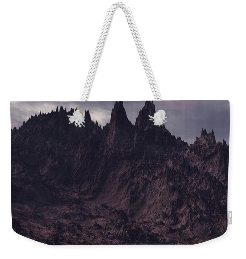 Lovecraft Weekender Tote Bag featuring the digital art Mountains of Madness by Bernie Sirelson