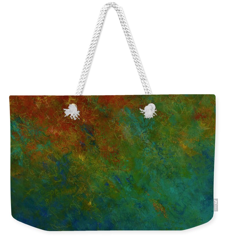 Abstract Acrylic Painting Weekender Tote Bag featuring the painting Moving Through Time by Chris Burton