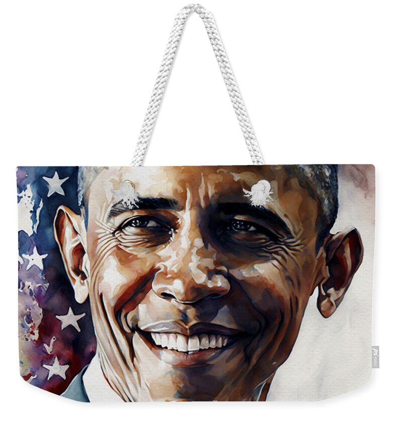 Barack Obama Weekender Tote Bag featuring the digital art Mr. President by Kai Saarto