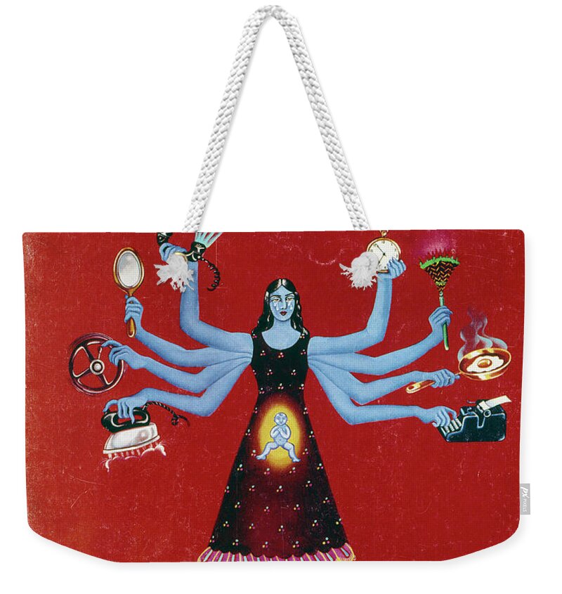 1972 Weekender Tote Bag featuring the drawing Ms. Magazine, 1972 by Granger
