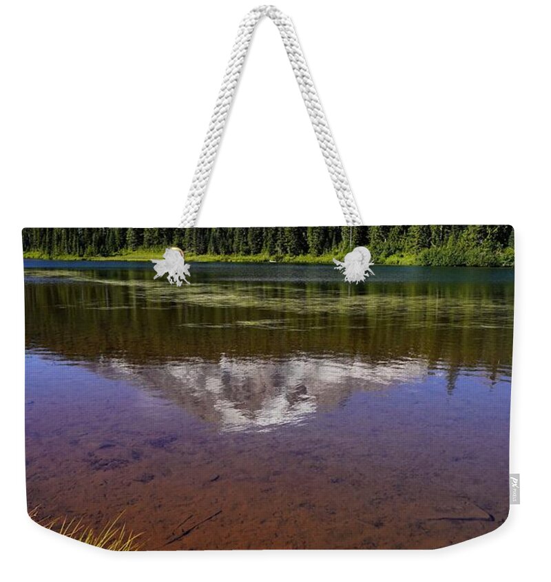 Mt Rainier Weekender Tote Bag featuring the photograph Mt Rainier Reflected by Peter Mooyman