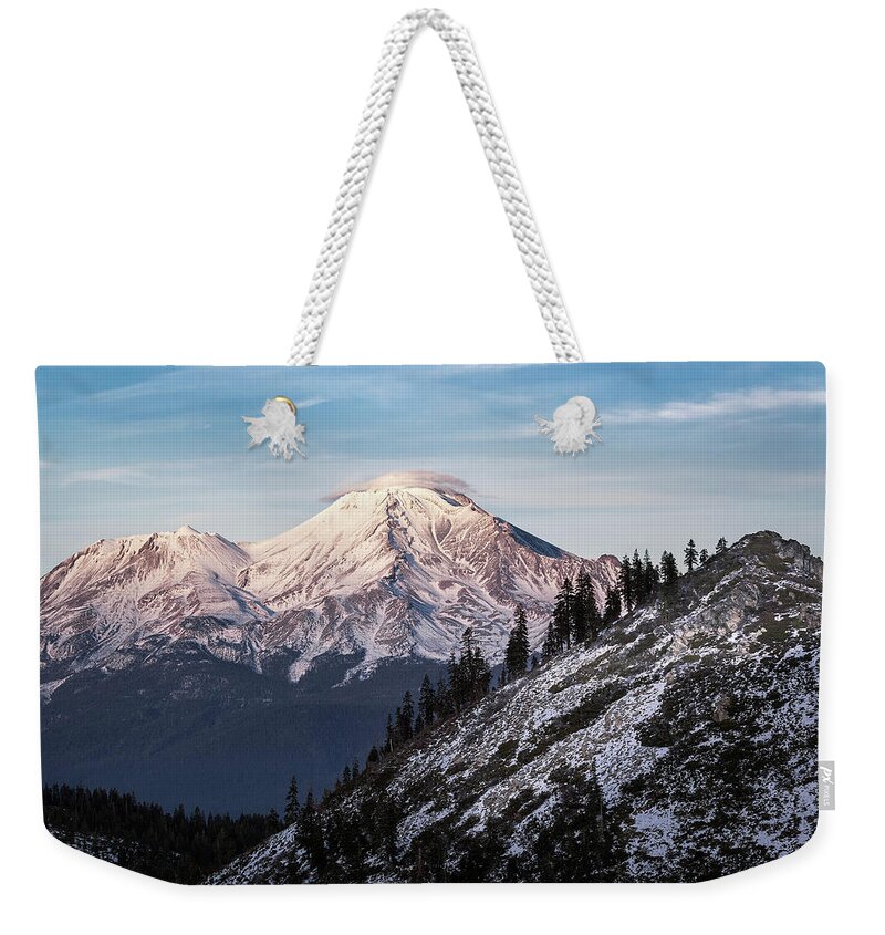 California Weekender Tote Bag featuring the photograph Mt. Shasta by Gary Geddes