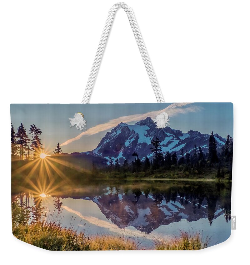 Sunrise Weekender Tote Bag featuring the photograph Mt Shuksan Sunrise by Bill Ray