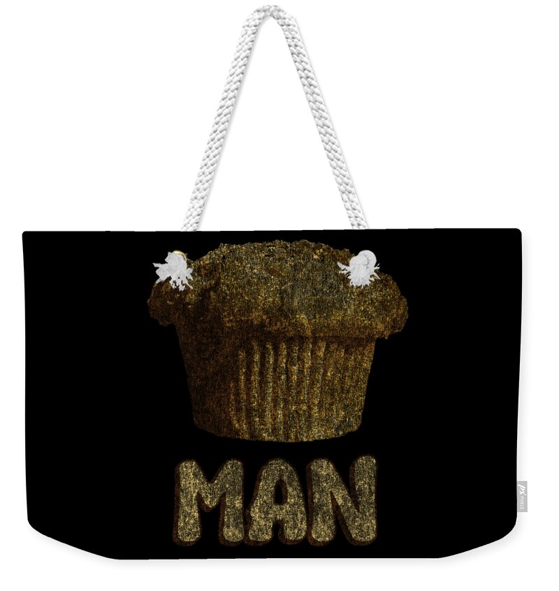 Funny Weekender Tote Bag featuring the digital art Muffin Man Retro by Flippin Sweet Gear