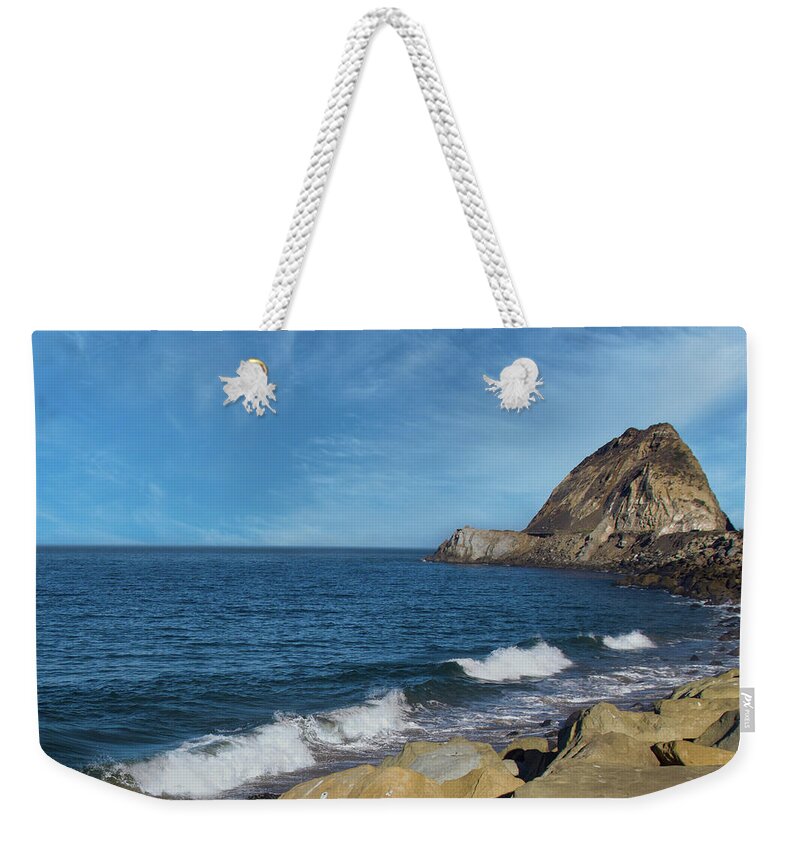 Beach Weekender Tote Bag featuring the photograph Mugu Rock by Matthew DeGrushe