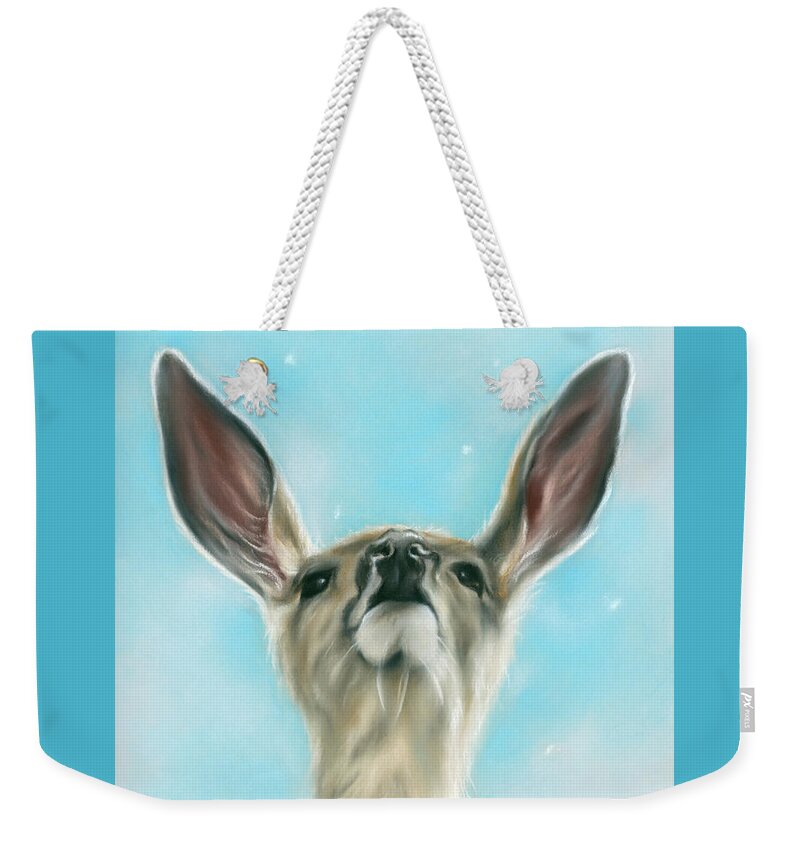 Animal Weekender Tote Bag featuring the painting Mule Deer with Blue Winter Sky by MM Anderson