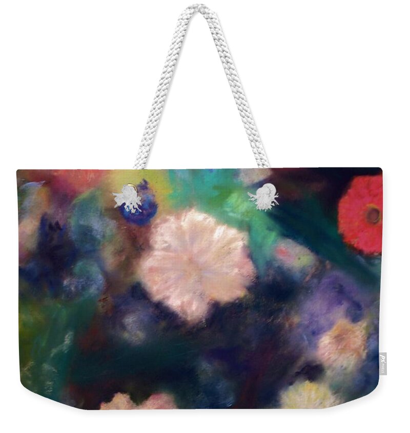 Expressionism Weekender Tote Bag featuring the painting Mundo de Flores by Studio Tolere