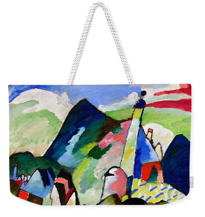 Murnau Weekender Tote Bag featuring the painting Murnau. The church 1910 by Wassily Kandinsky