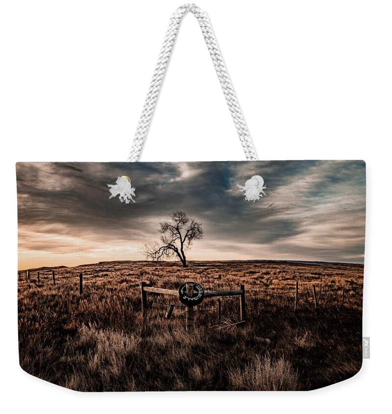Prairie Weekender Tote Bag featuring the photograph Murray Tree by Darcy Dietrich