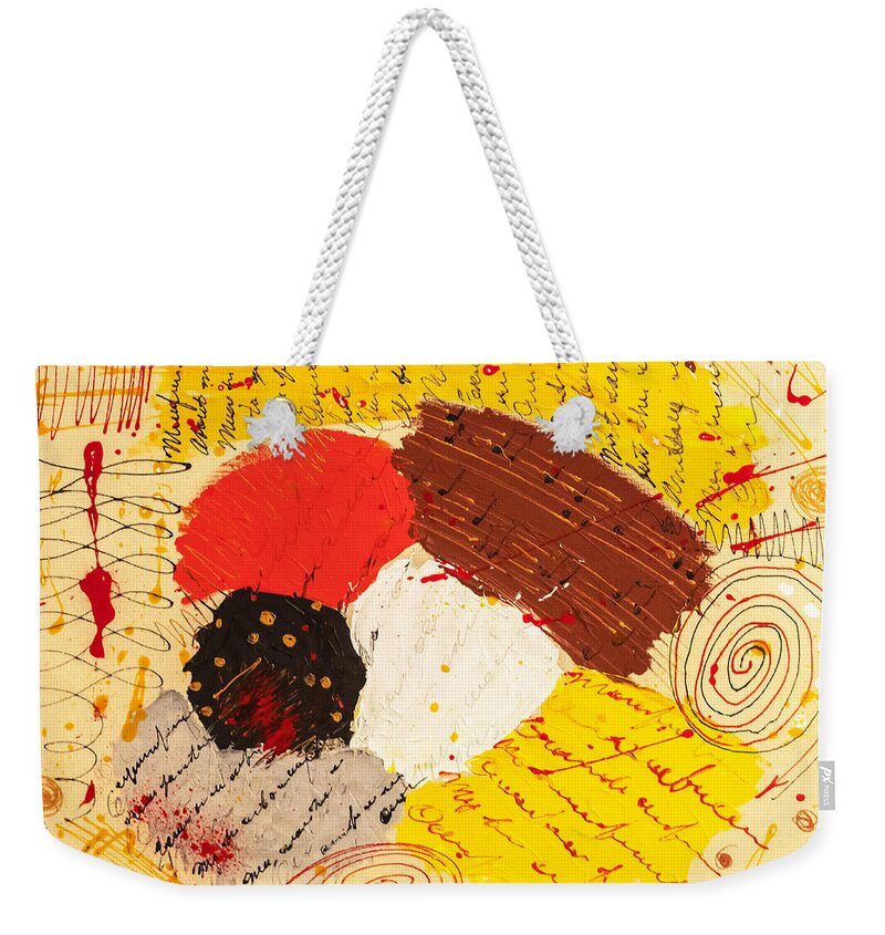 Russian Artists New Wave Weekender Tote Bag featuring the painting Music and Poetry Abstract by Tatiana Irbis