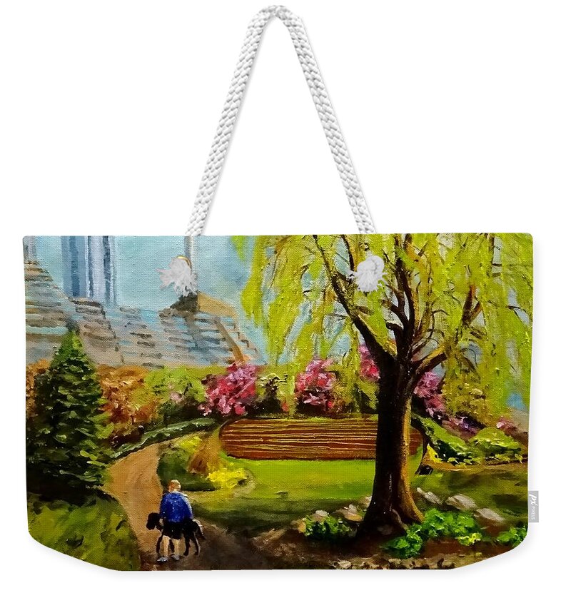Music Weekender Tote Bag featuring the painting Music Garden in Spring by Brent Arlitt