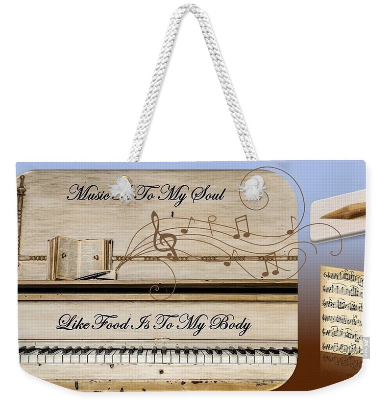 Music Weekender Tote Bag featuring the mixed media Music Is To My Soul... by Nancy Ayanna Wyatt