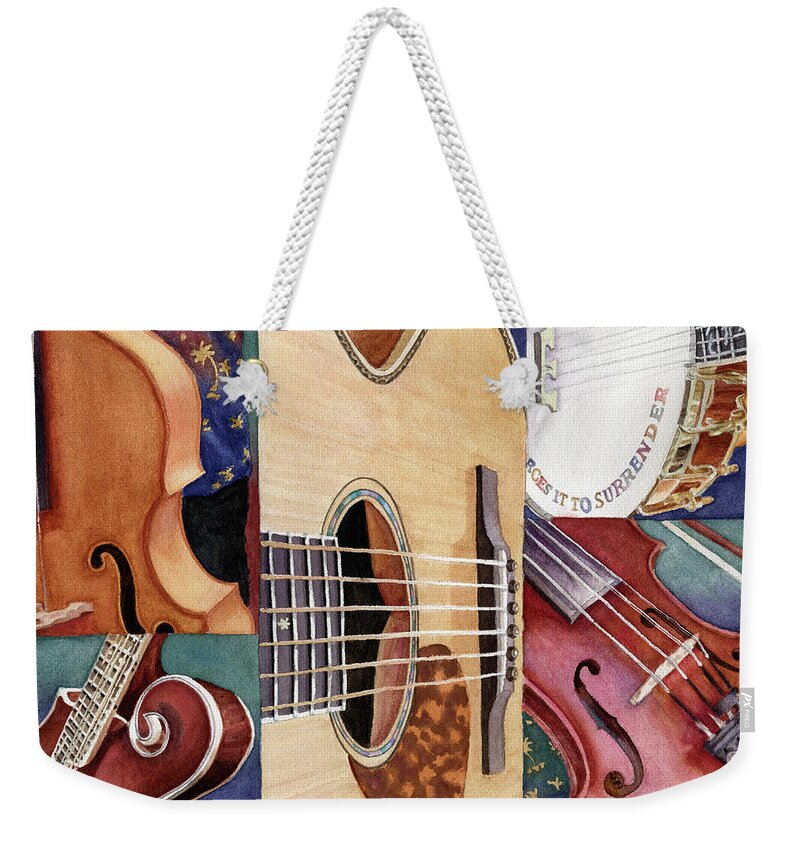 Music Painting Weekender Tote Bag featuring the painting Music Mosaic by Anne Gifford