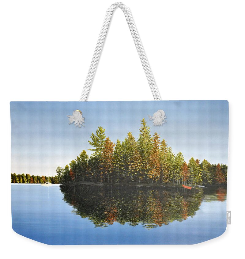 Landscapes Weekender Tote Bag featuring the painting Muskoka Island  by Kenneth M Kirsch