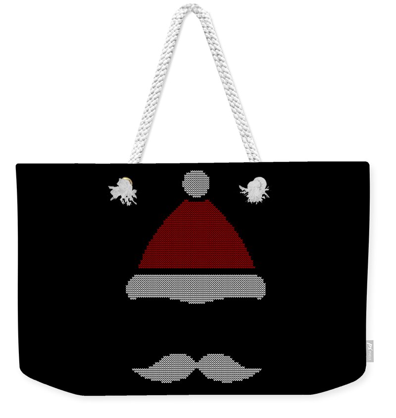 Christmas 2023 Weekender Tote Bag featuring the digital art Mustache Santa Hat Ugly Christmas Sweater by Flippin Sweet Gear