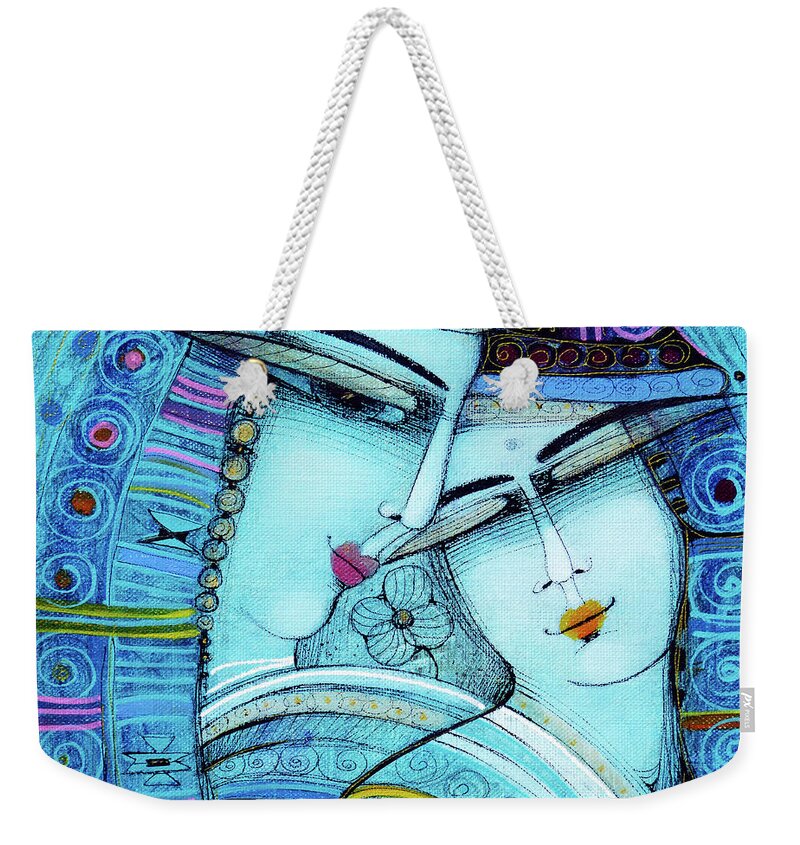 Albena Weekender Tote Bag featuring the painting My girl by Albena Vatcheva