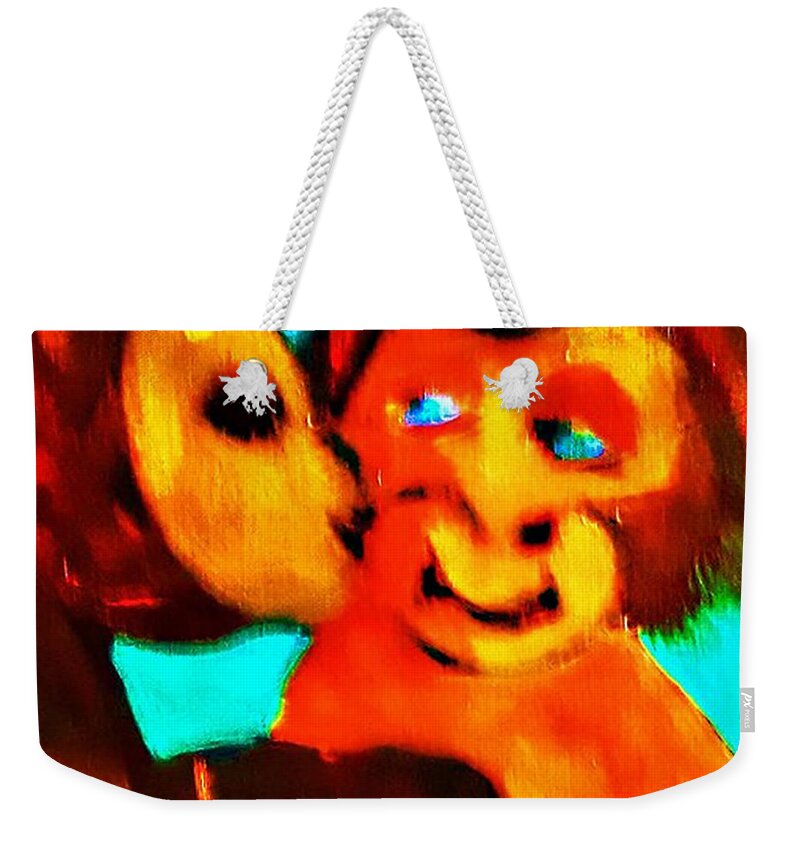 Facemask Weekender Tote Bag featuring the painting My Girlfriend by Gabby Tary